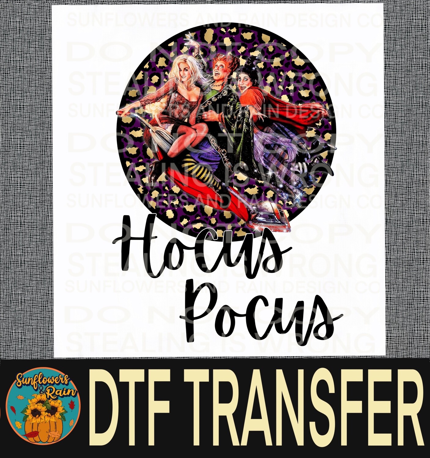 Hocus pocus leopard print   Dtf transfer.