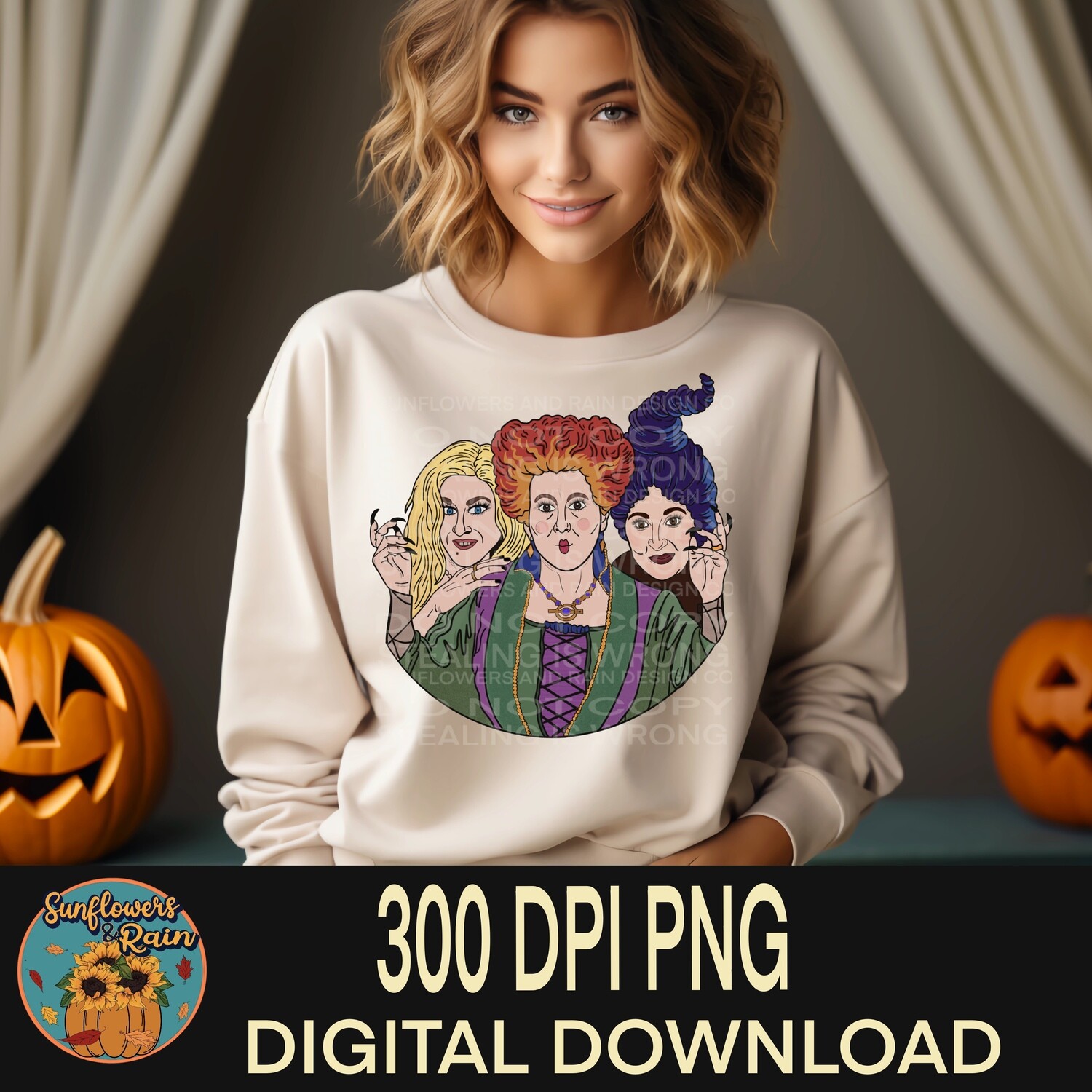 Sanderson sisters Png file for sublimation tshirts.