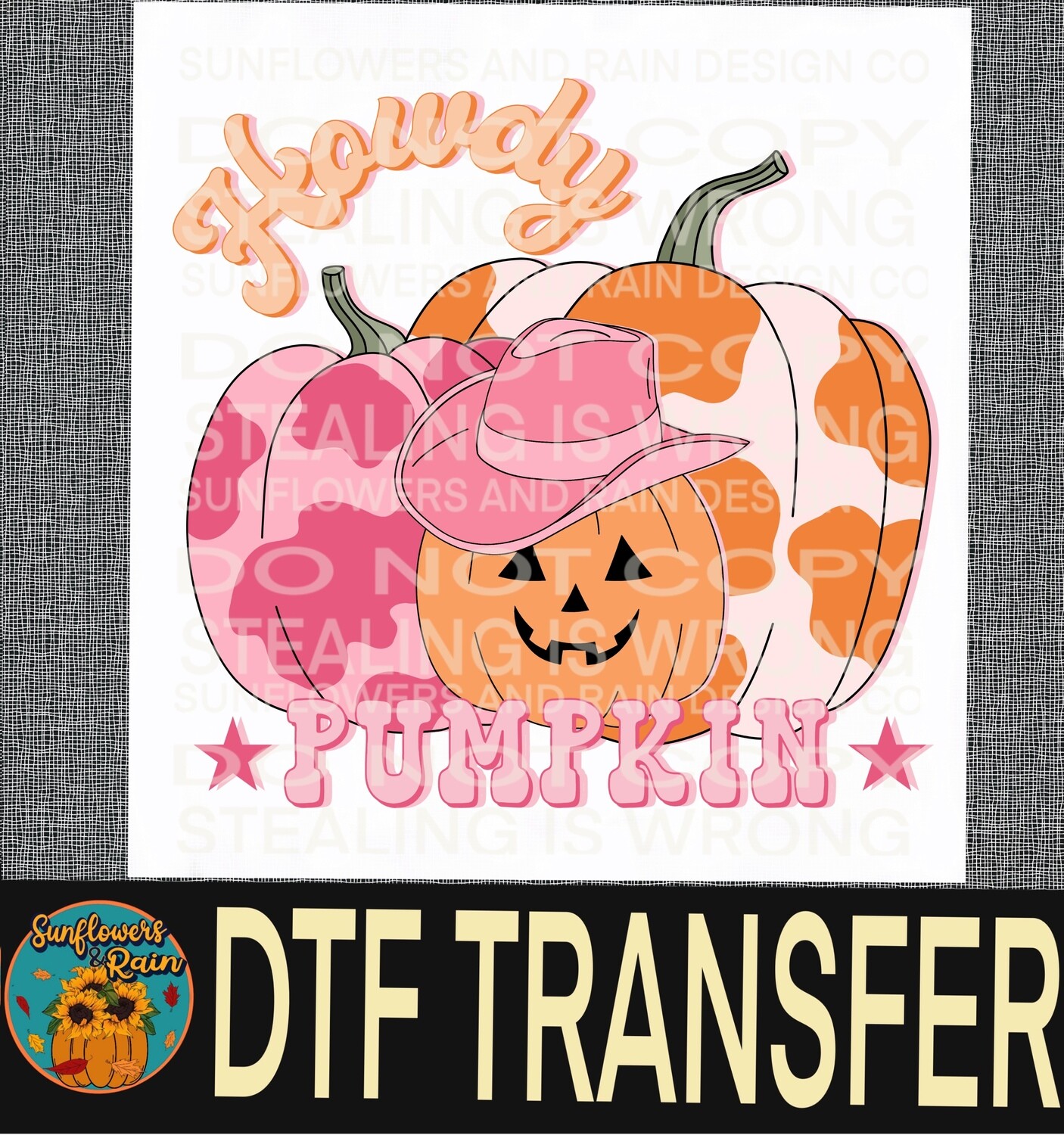 Retro howdy pumpkin  Dtf transfer.