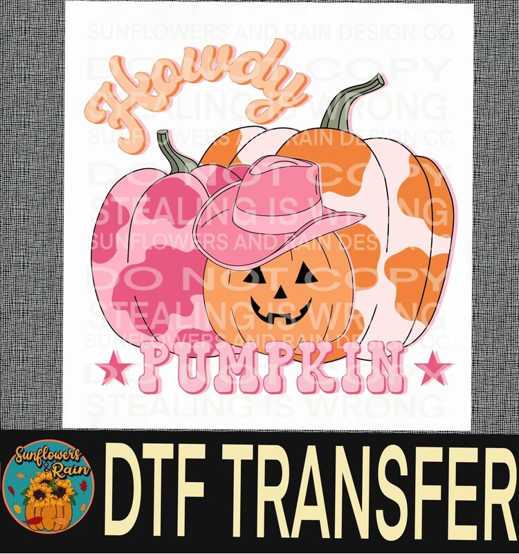 Retro howdy pumpkin  Dtf transfer.