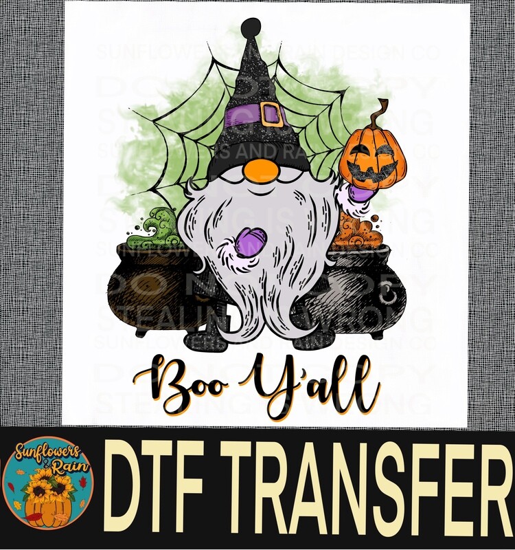 Gnome boo y’all Dtf transfer.