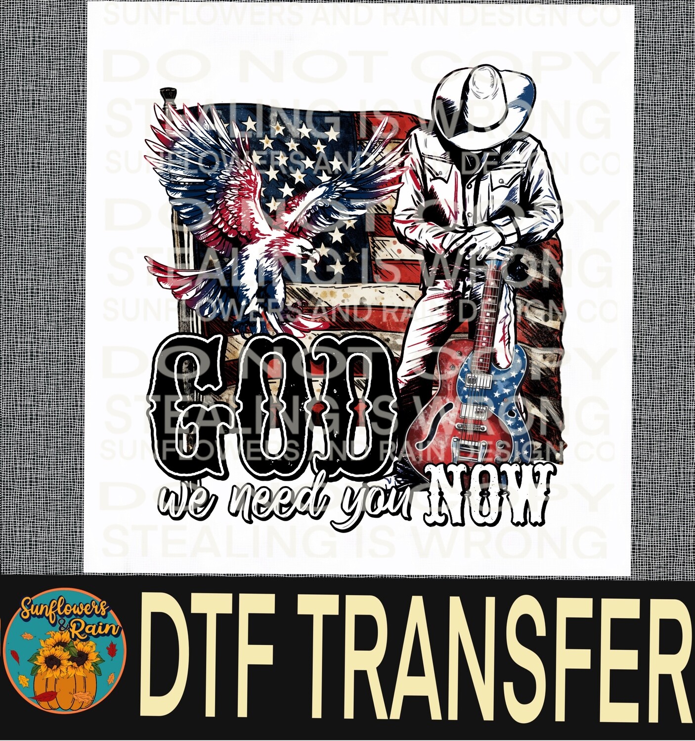 Cowboy God we need you now Dtf transfer.