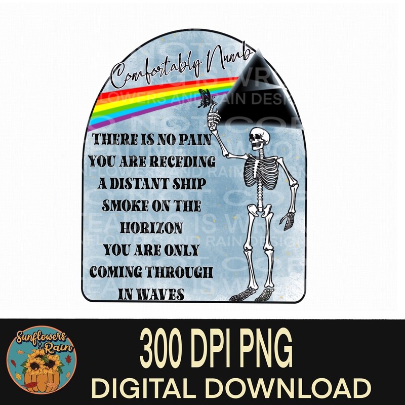 Comfortably Numb png file for sublimation T-shirts. Digital download. Instant download. Sublimation design