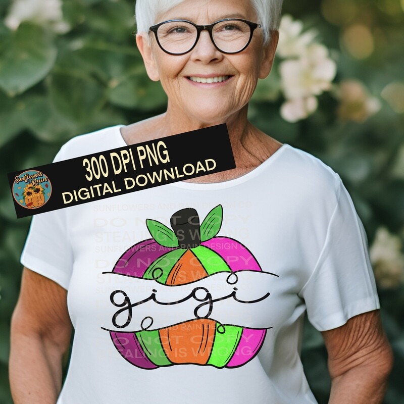 Gigi bright pumpkin Png. Sublimation Design Downloads