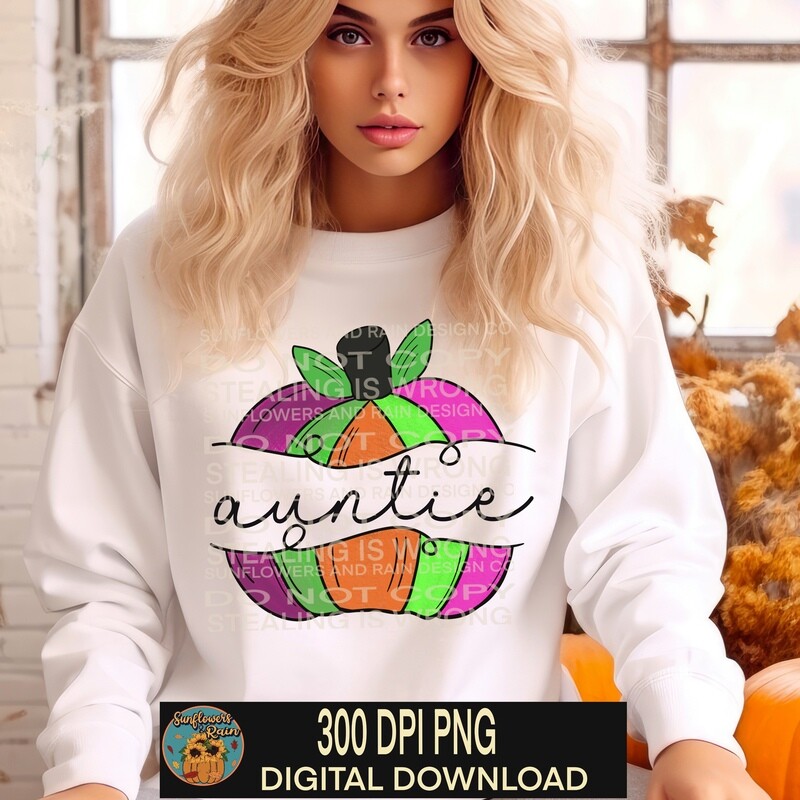 Auntie bright pumpkin Png. Sublimation Design Downloads