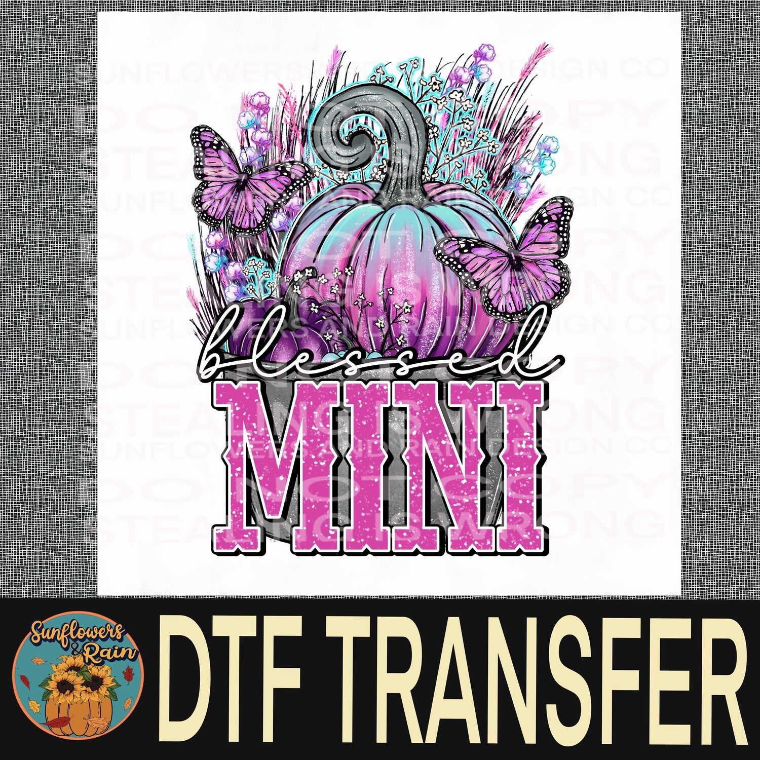 Blessed mini pink pumpkin  Dtf transfer.