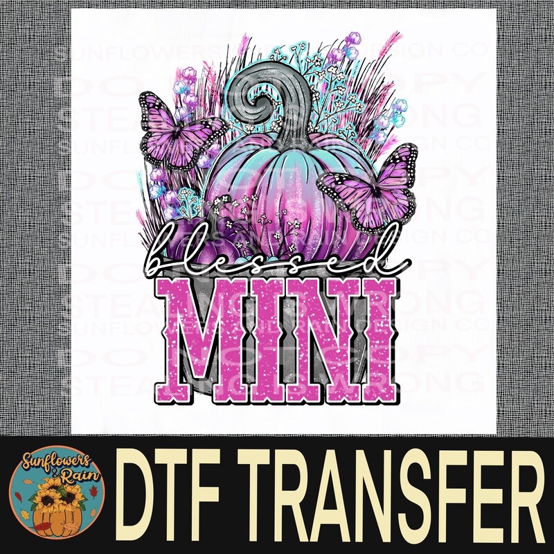 Blessed mini pink pumpkin  Dtf transfer.