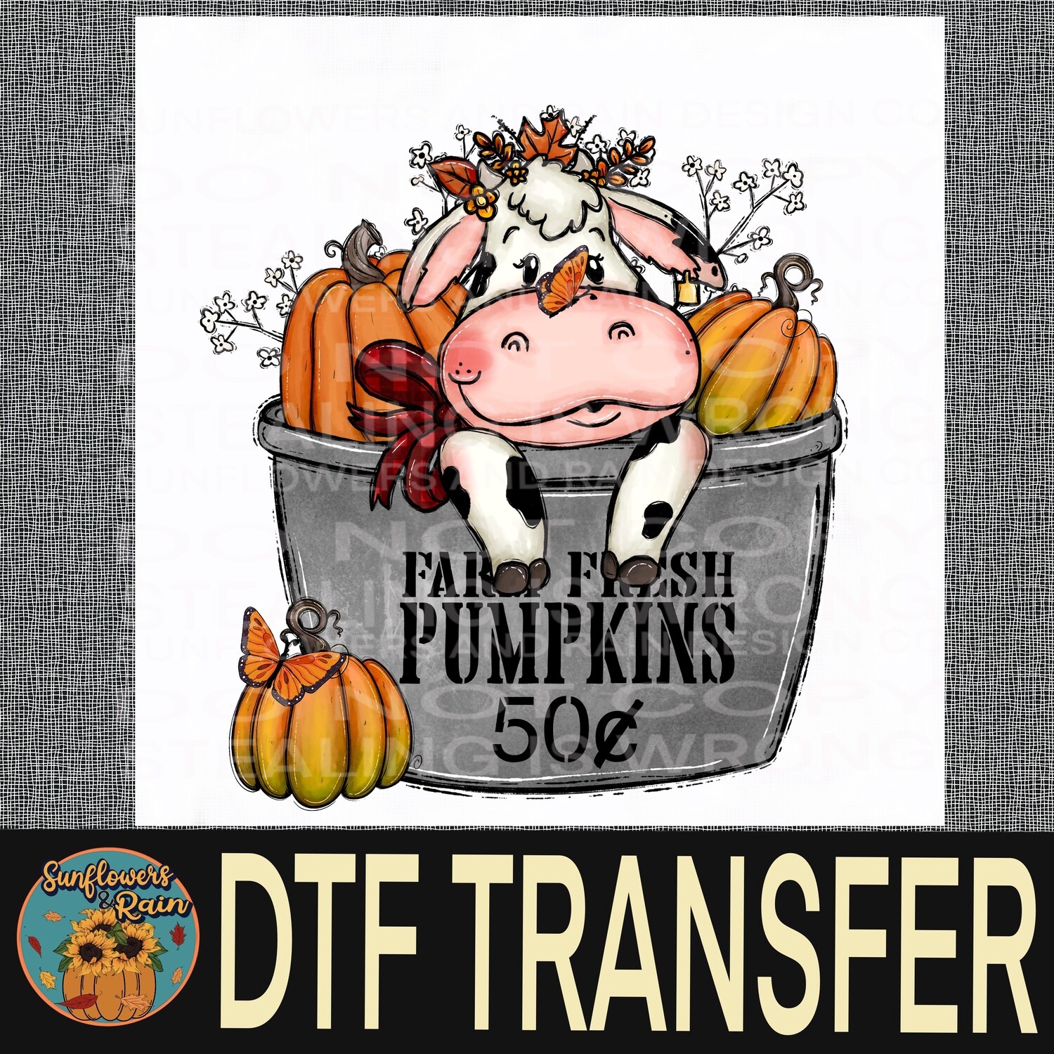 Cow fall pumpkins  Dtf transfer.