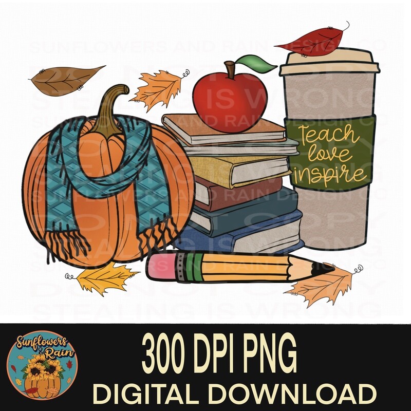 Fall teacher png file for sublimation shirt