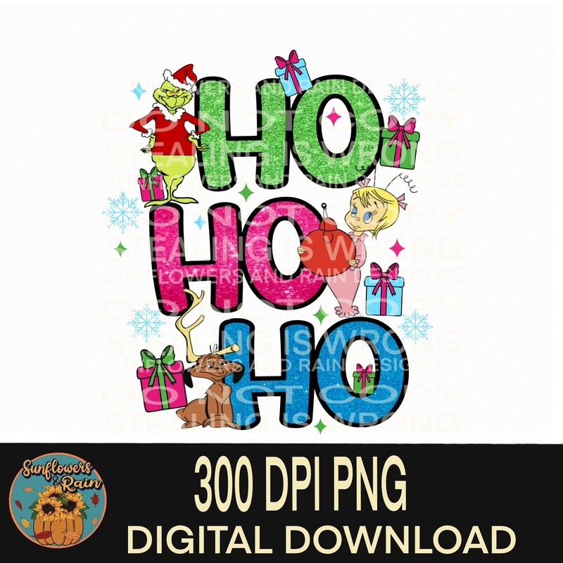 Grinch Ho Ho Ho Dtf transfer.