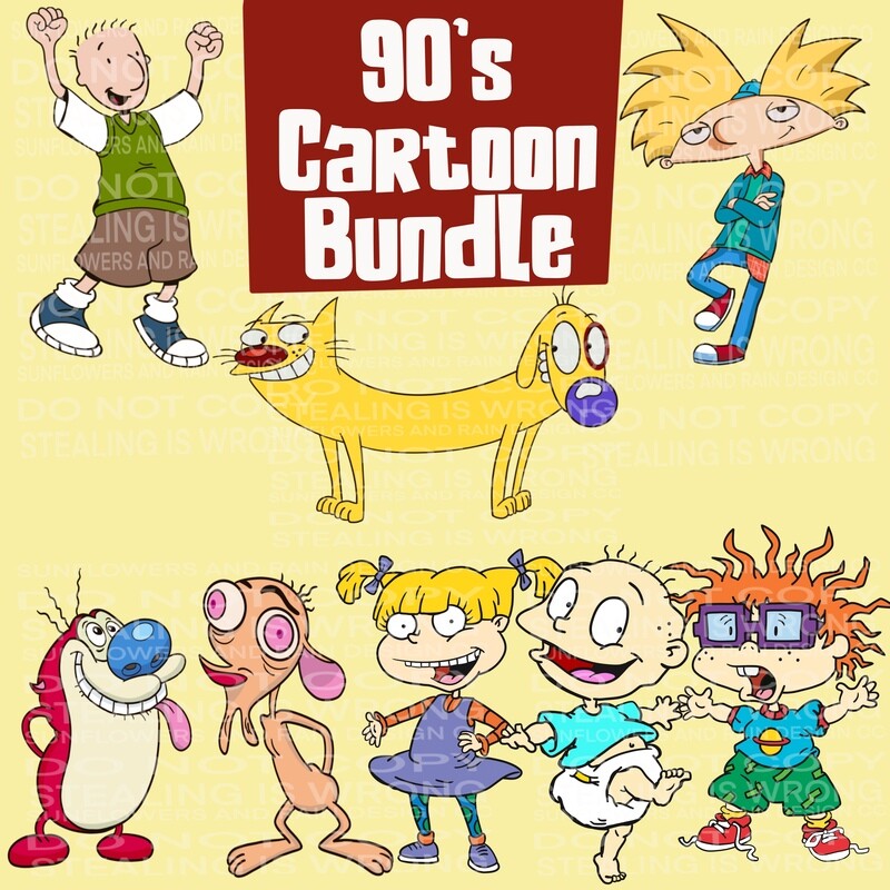 90s cartoon bundle  clipart png files.  Individual files