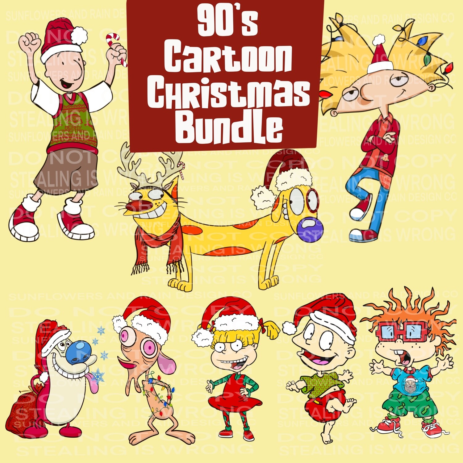 90s  Christmas cartoon bundle  clipart png files.  Individual files