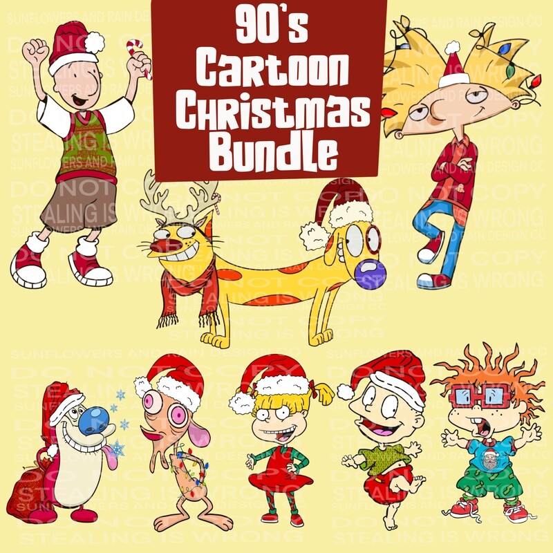 90s  Christmas cartoon bundle  clipart png files.  Individual files