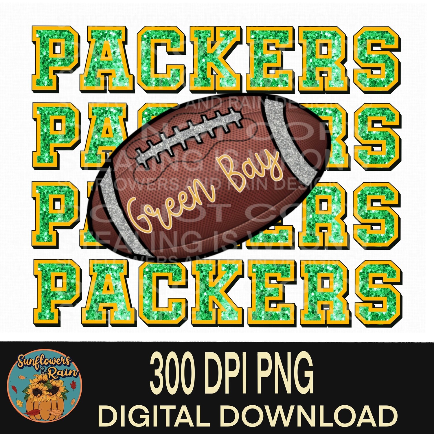Green Bay glitter png file included  digital download, Sublimation design.