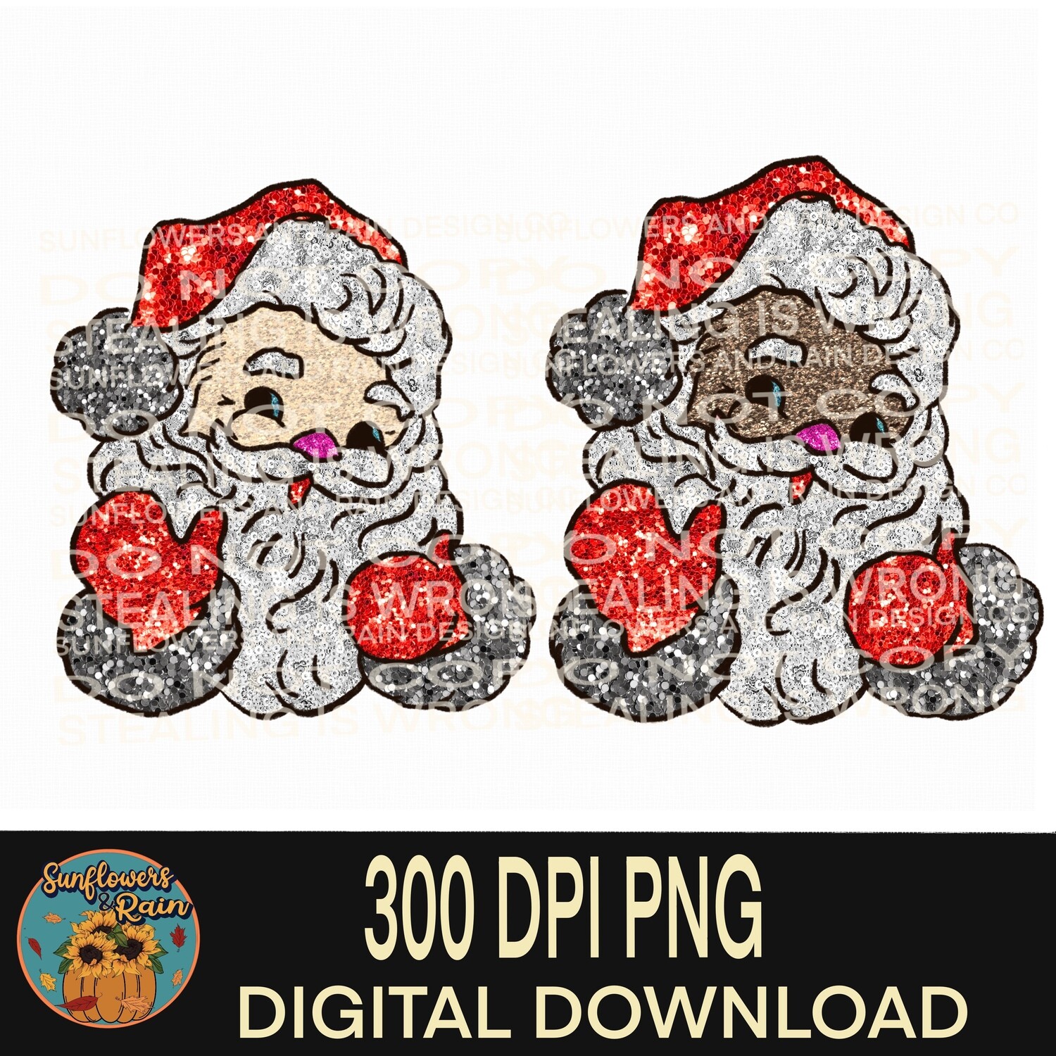 Glitter Santa bundle  png file included  digital download, Sublimation design.