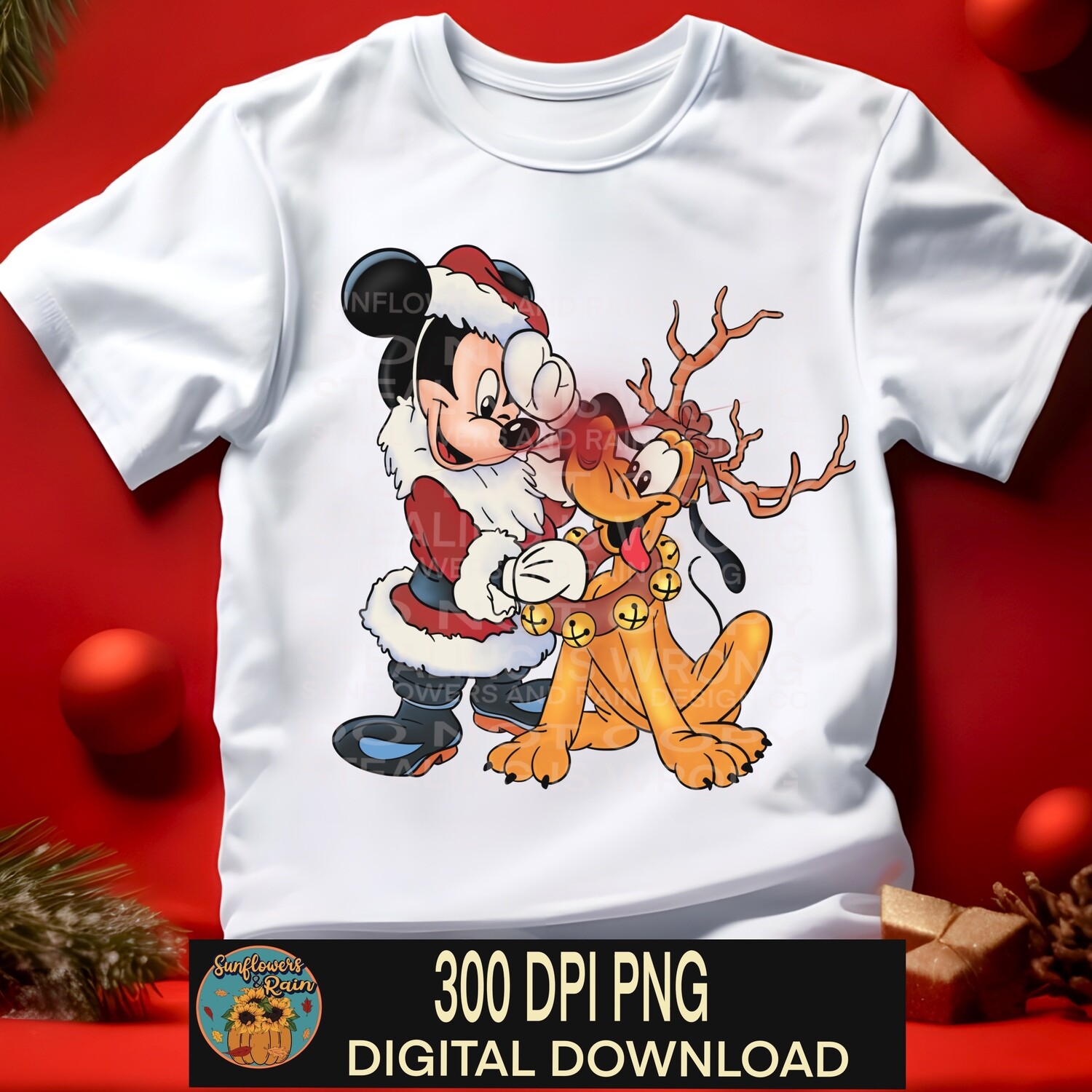 Mickey and “Rudolph “png file digital download, Sublimation design.