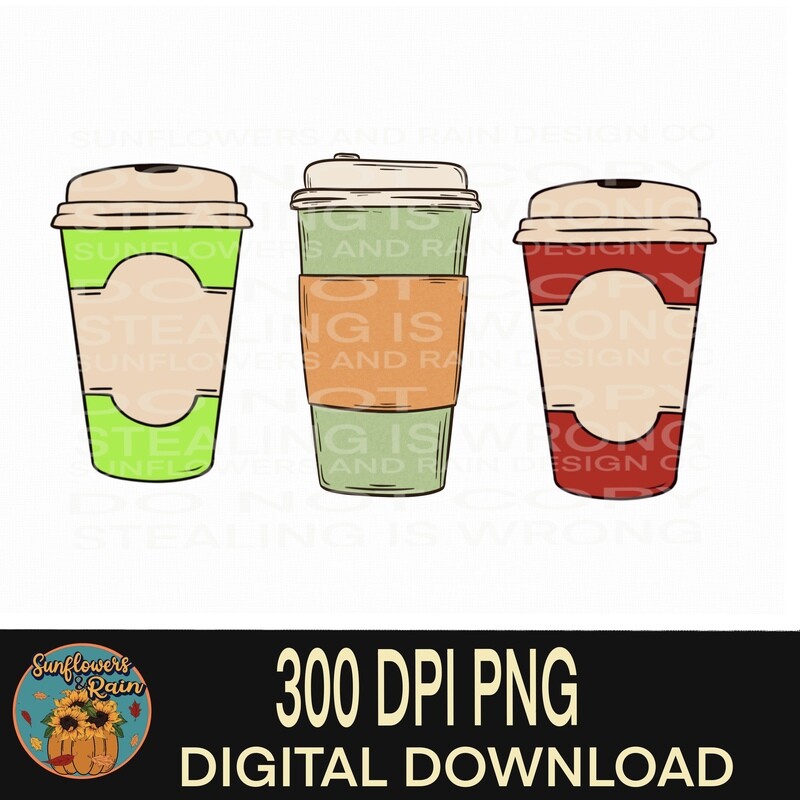 Coffee cup clip art bundle  Individual png files