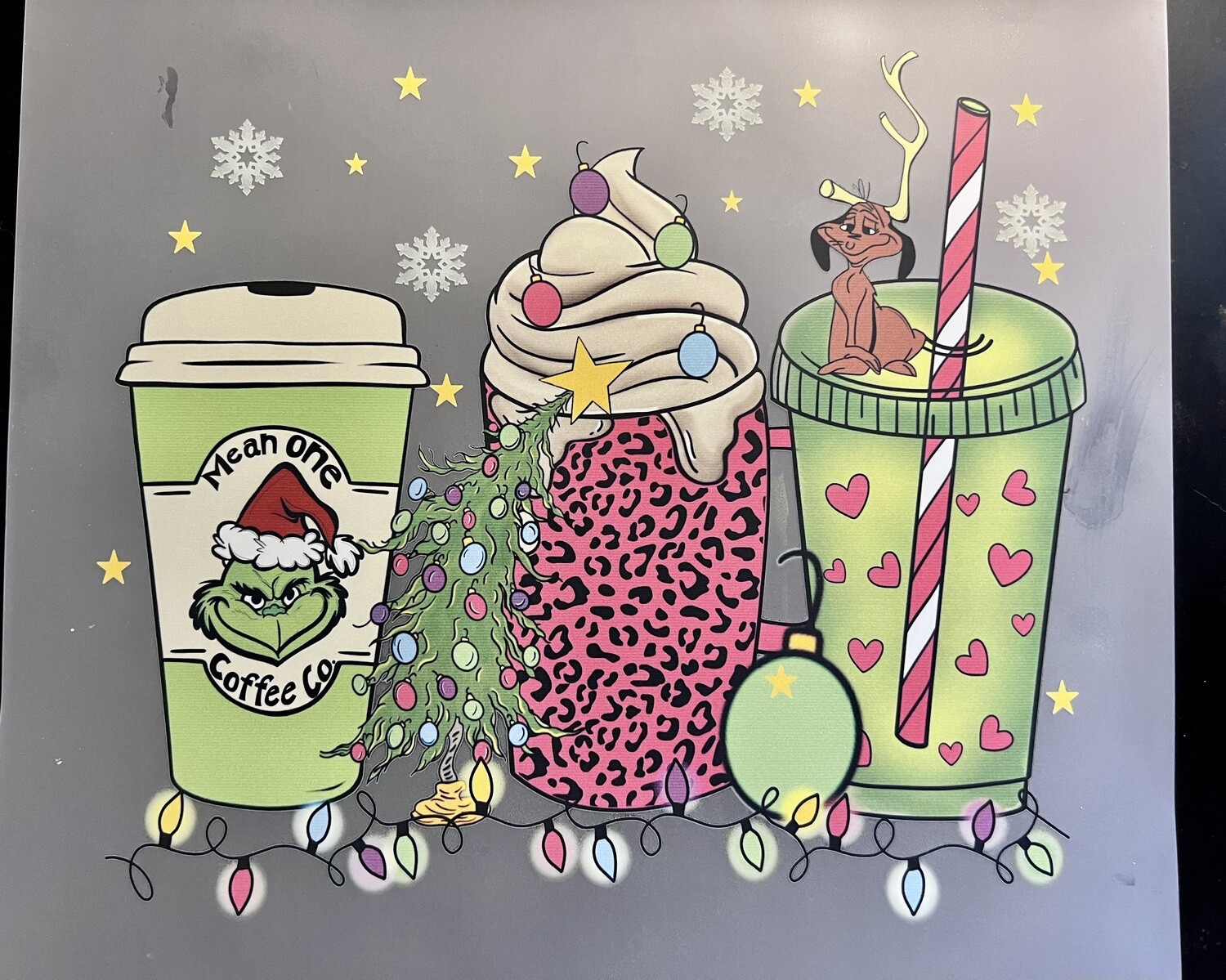 Grinch Coffee  Dtf transfer.