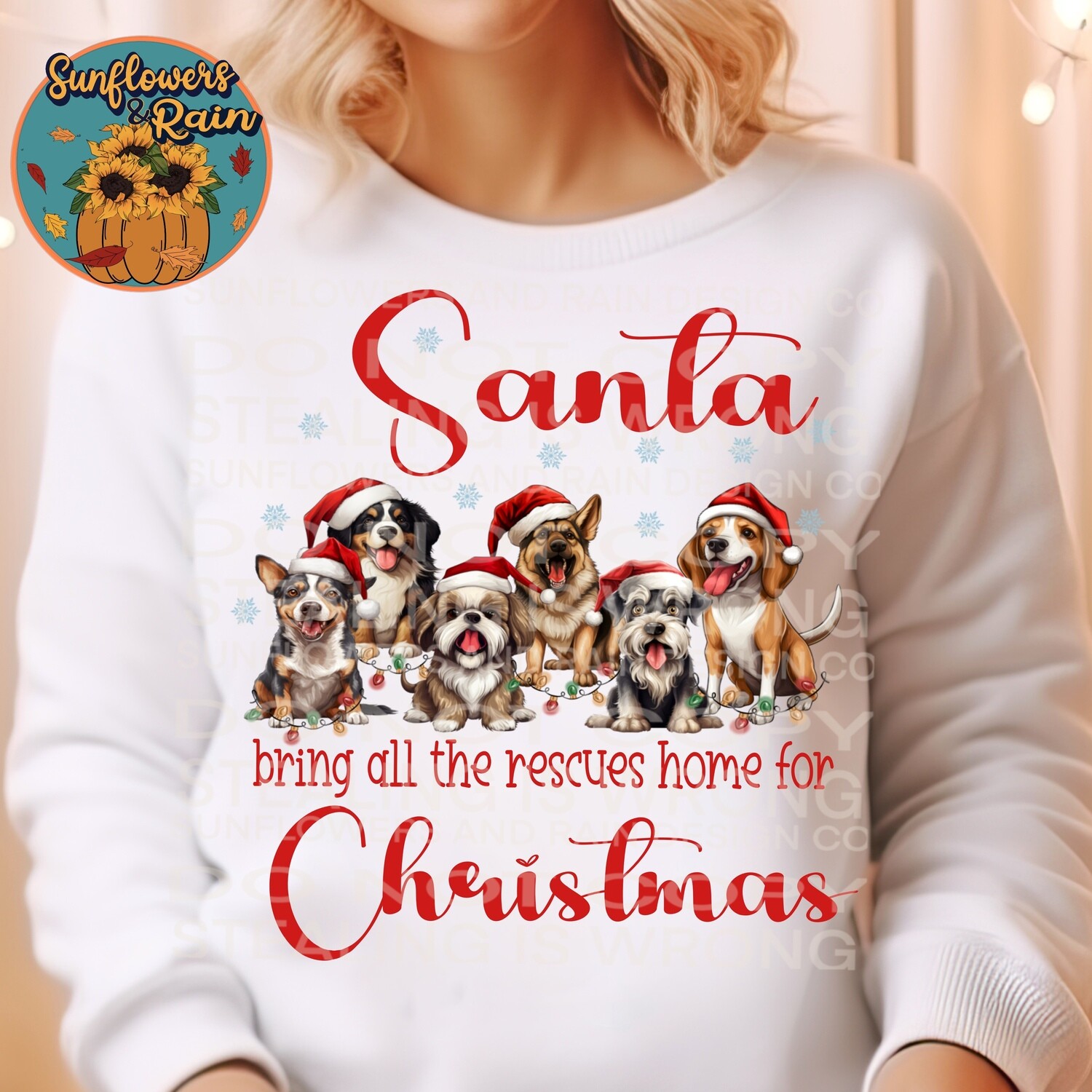 Santa bring all the rescues home for Christmas design png file included  digital download, Sublimation design.