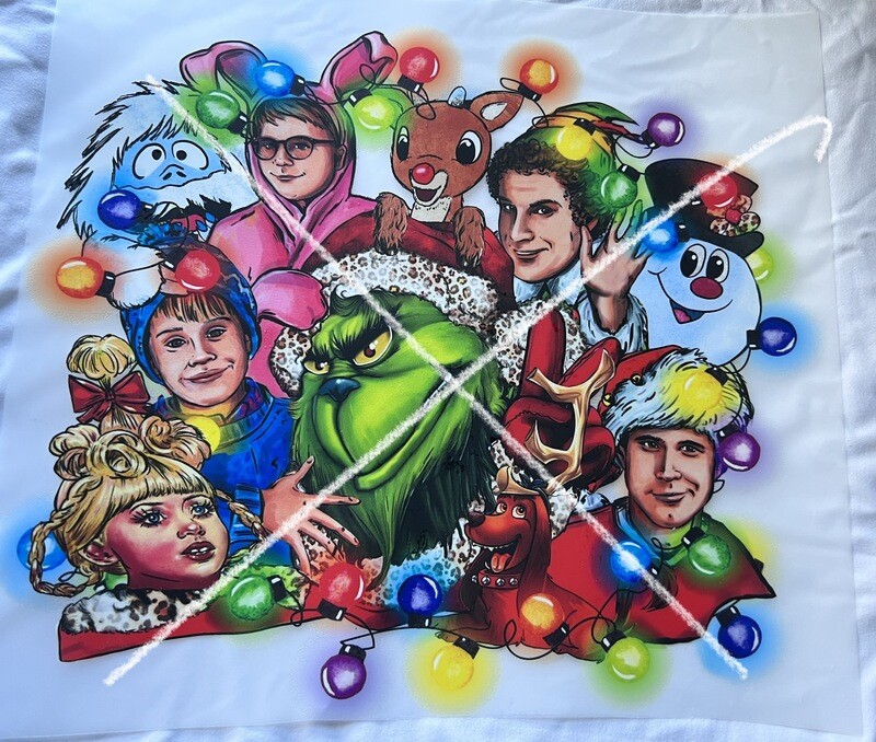 Christmas movie characters Dtf transfer.