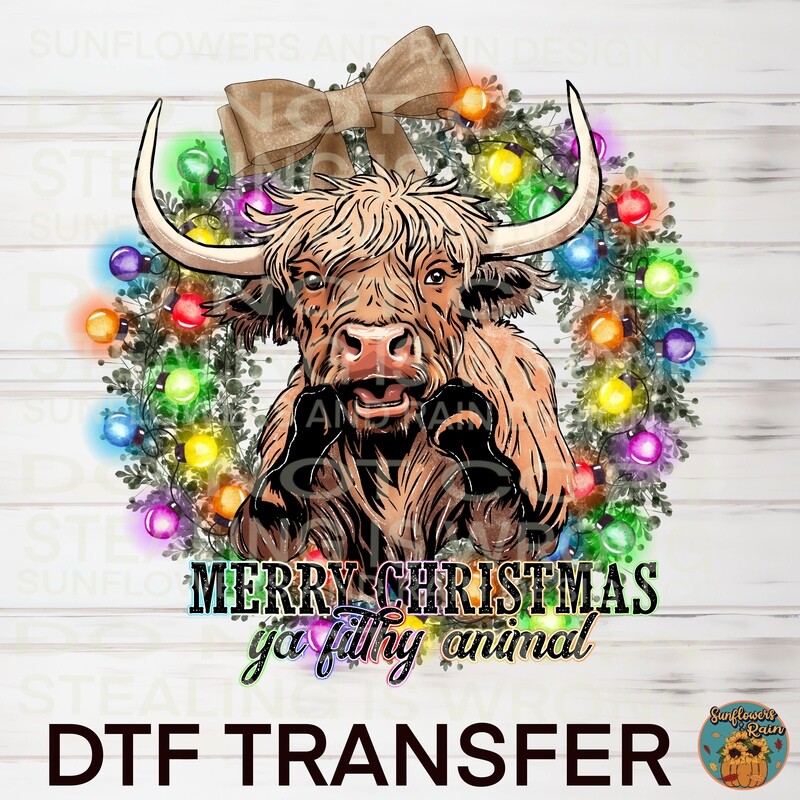 Merry Christmas ya filthy animal  Dtf transfer.