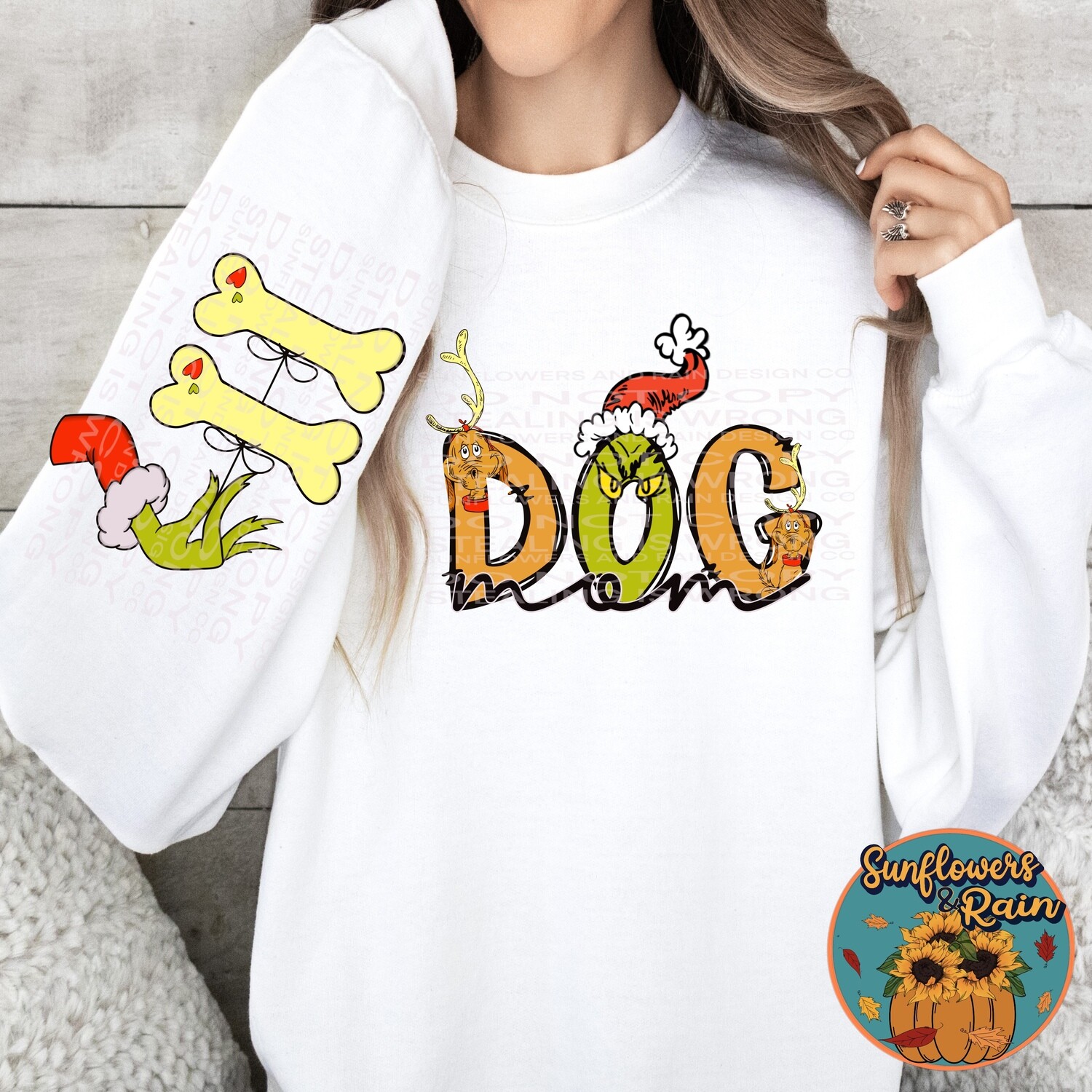 Grinch Dog Mom. Matching sleeve with individual bones for custom shirts. png file included  digital download, Sublimation design.