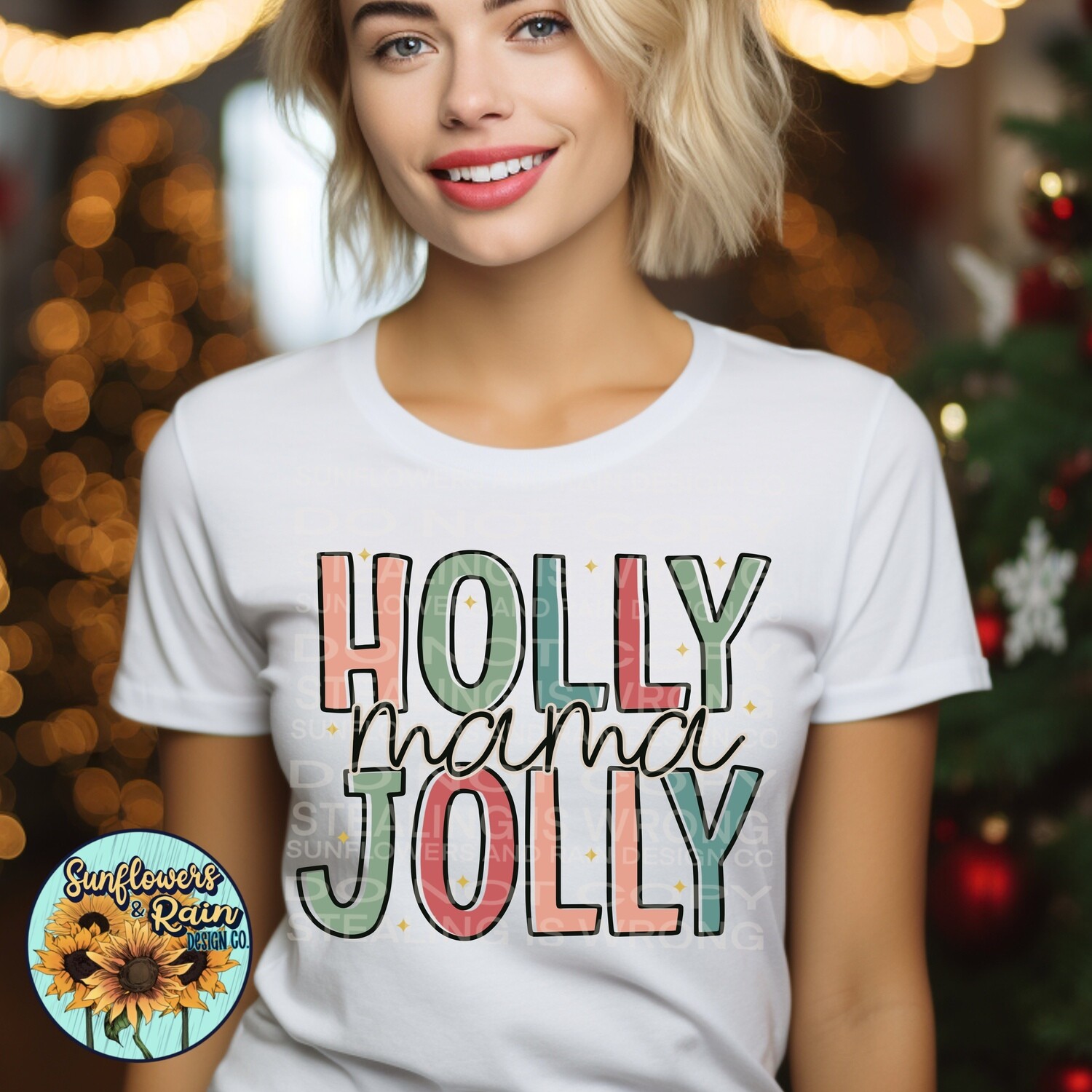 Holly jolly mama Christmas design png file included  digital download, Sublimation design.