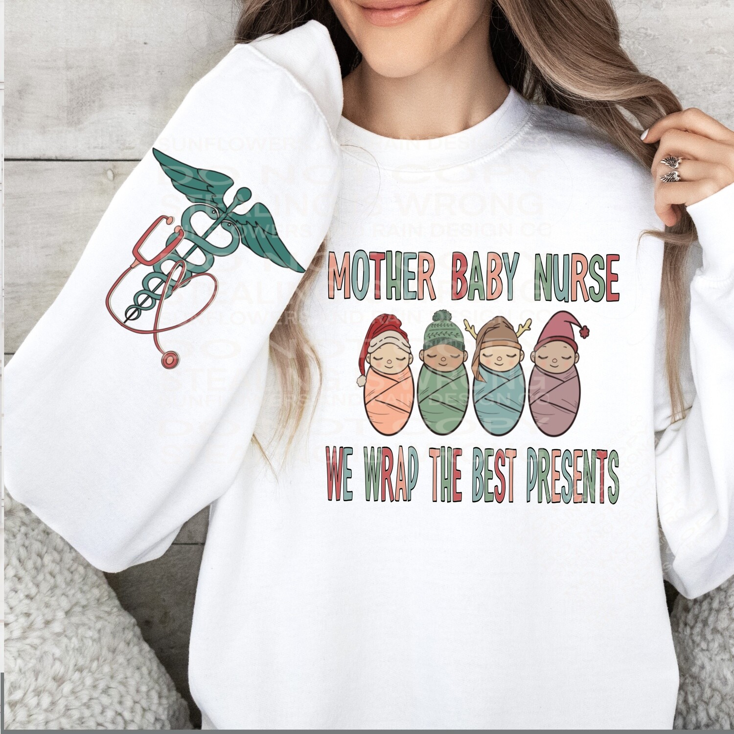 L &amp; D  nurse with matching sleeve  Christmas design png file included  digital download, Sublimation design.