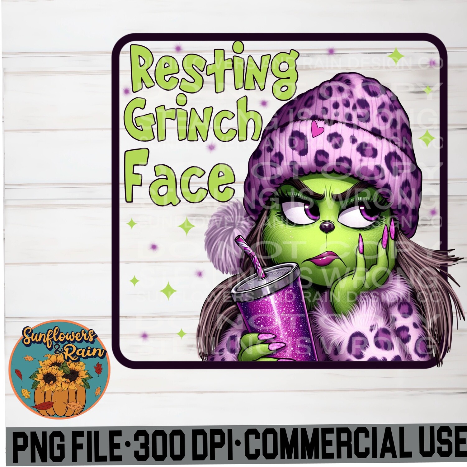 Resting Grinch Face. Christmas design png file included  digital download, Sublimation design.