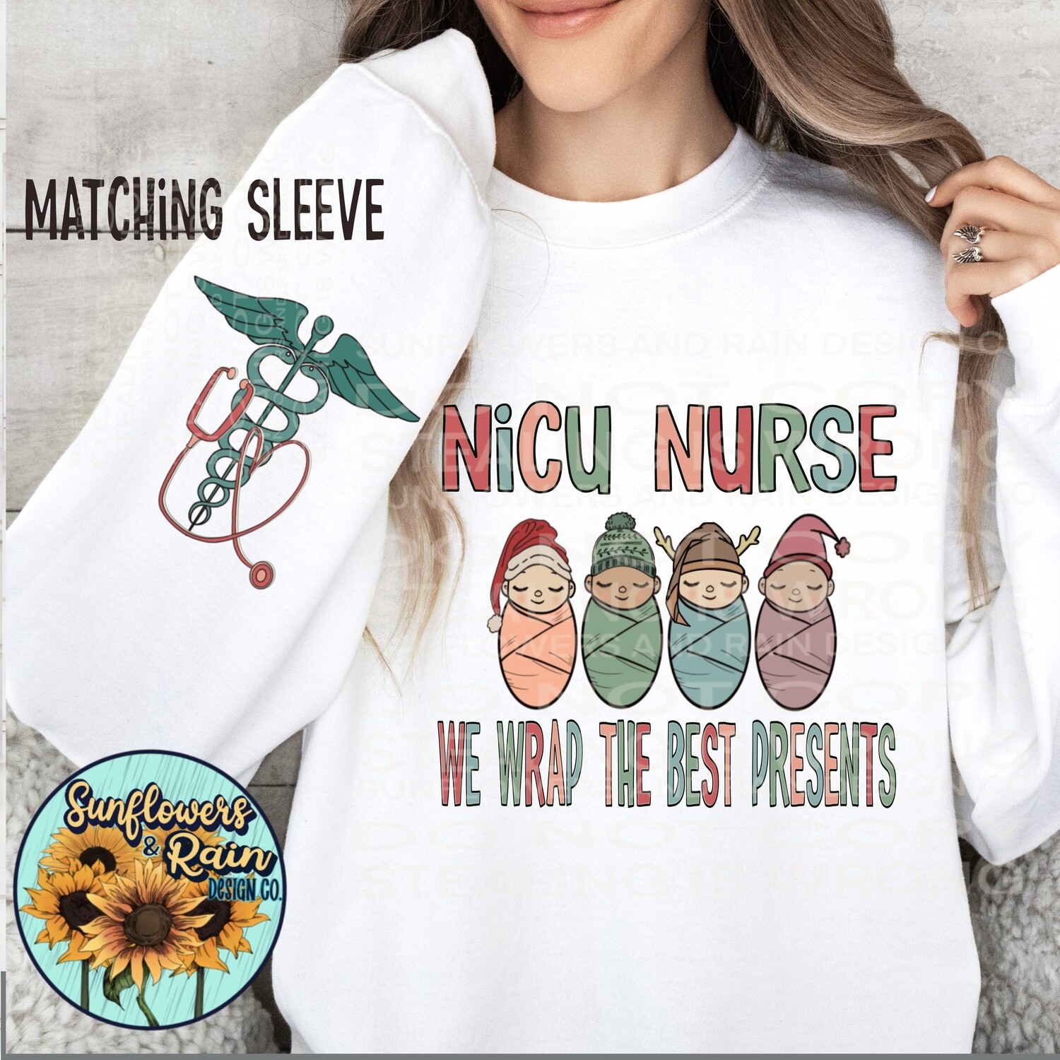 NICU Nurse with matching sleeve  Christmas design png file included  digital download, Sublimation design.