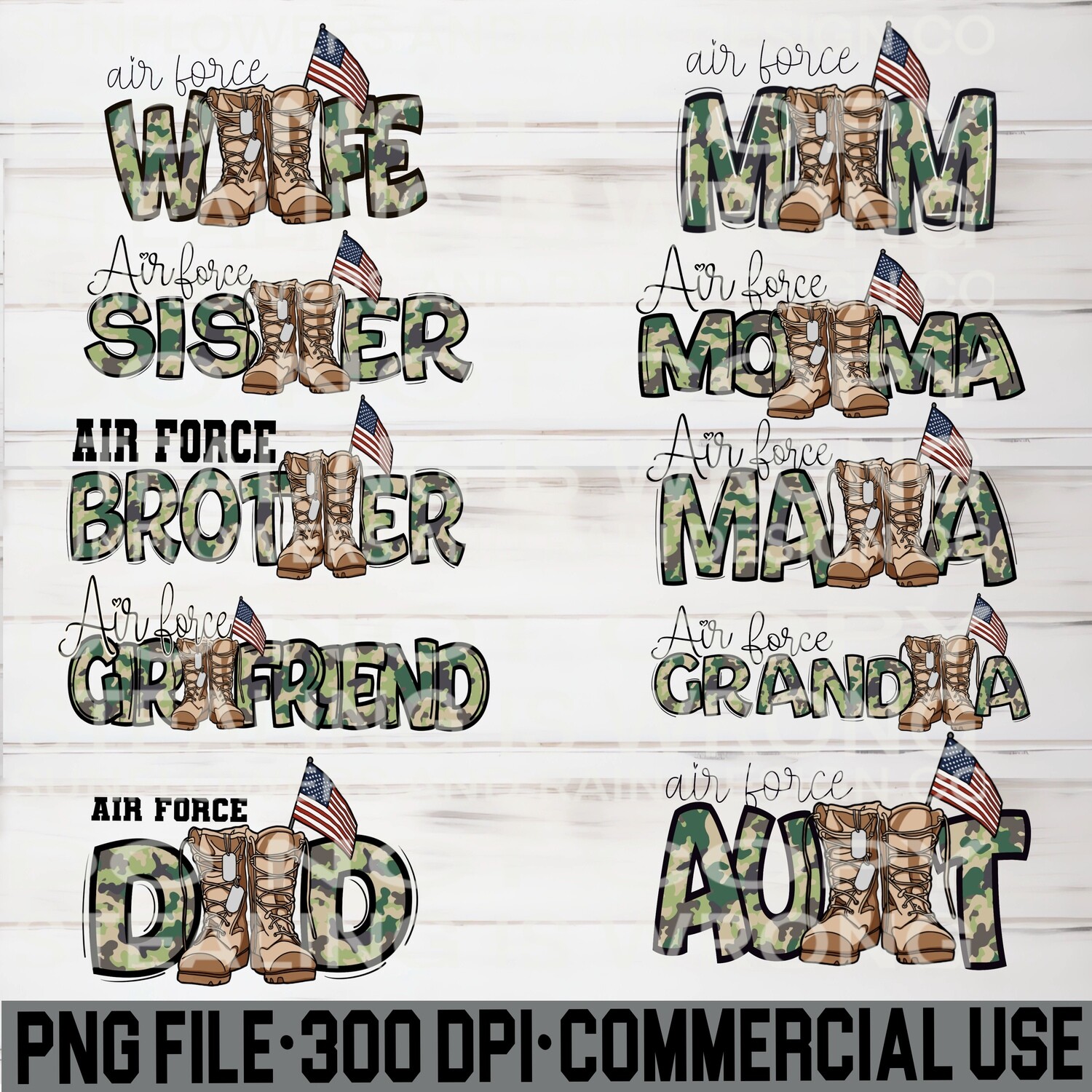 Air Force family bundle. 10 files png file for sublimation shirts