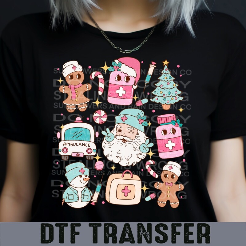 Christmas nurse Dtf transfer.