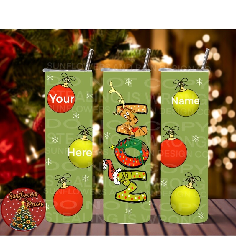 Grinch Mom customizable tumbler wrap for sublimation tumblers. 20 oz, 300 dpi png file  Ready to print digital download. Add your own names