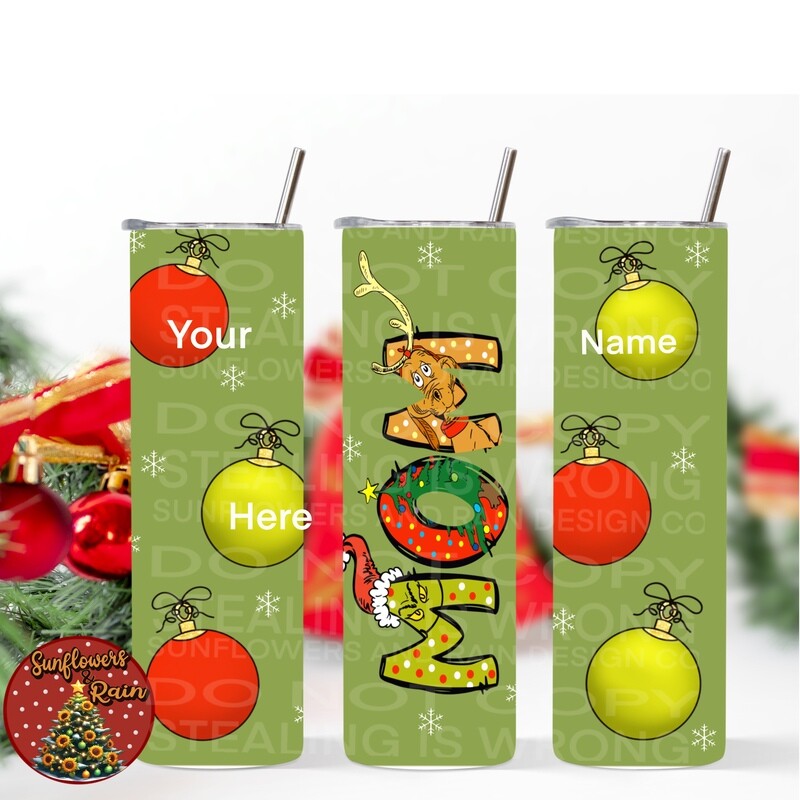 Grinch Mom customizable tumbler wrap for sublimation tumblers. 20 oz, 300 dpi png file  Ready to print digital download. Add your own names