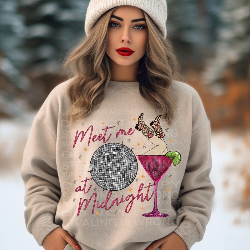 Meet me at midnight New year 2024 png file.