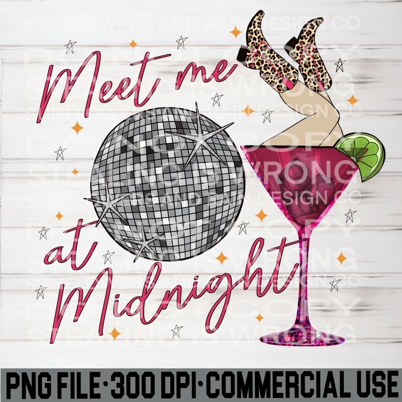 Meet me at midnight New year 2024 png file.