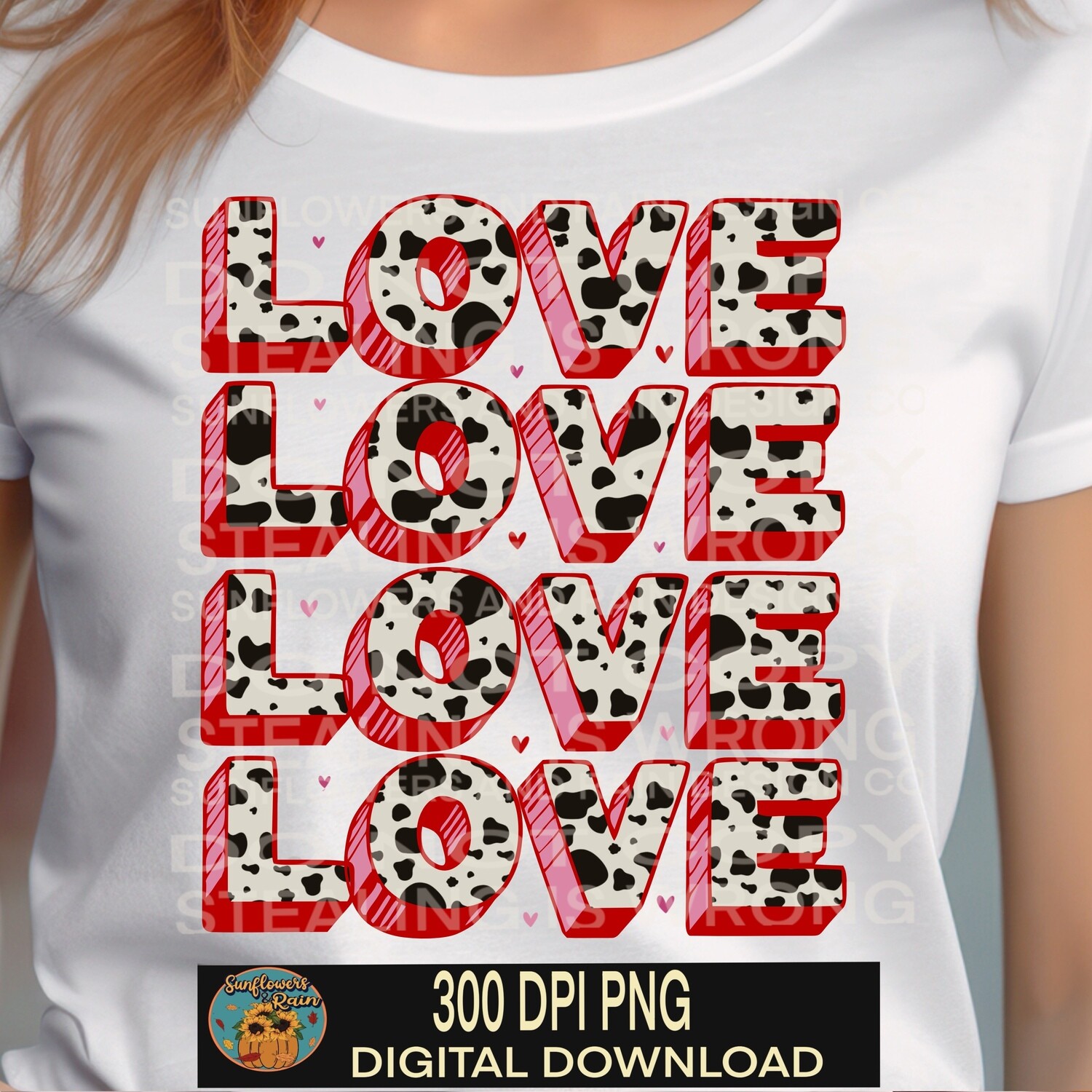 Cow print LOVE  png file for sublimation