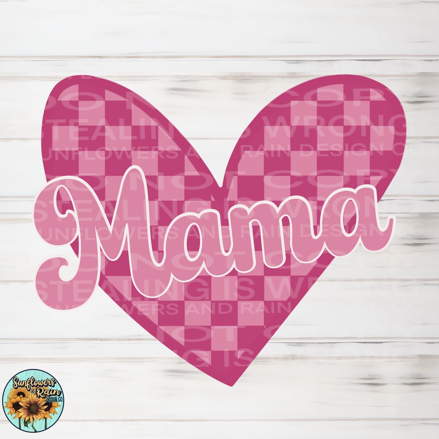 Mama pink retro heart png file for sublimation