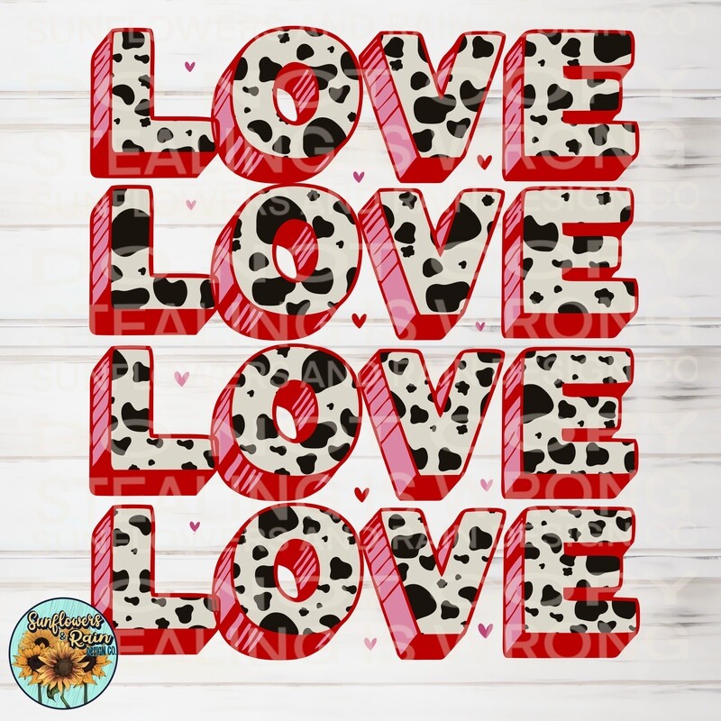Cow print LOVE  png file for sublimation