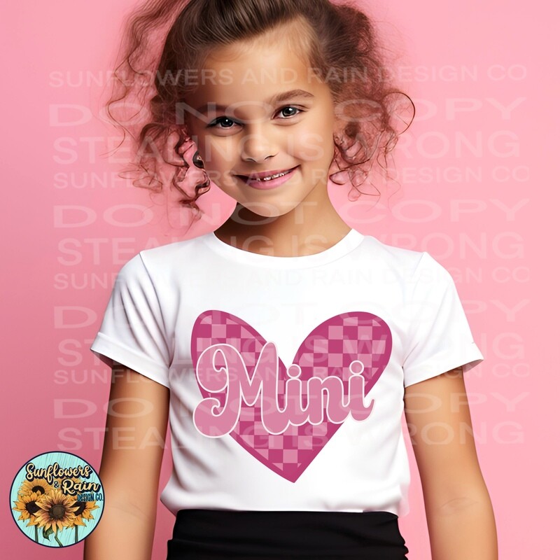 Mini pink retro heart png file for sublimation