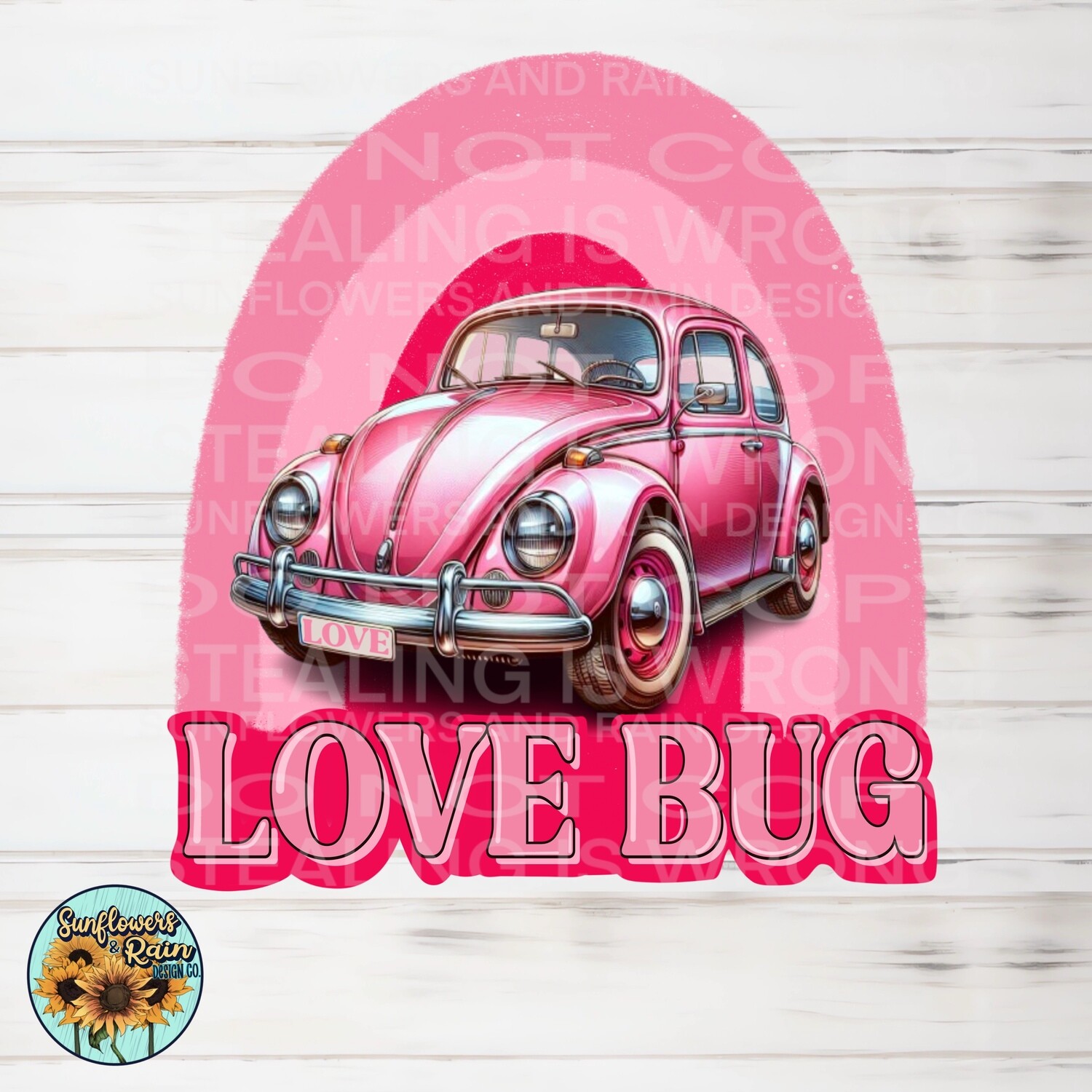 Love bug pink valentines Day png file for sublimation