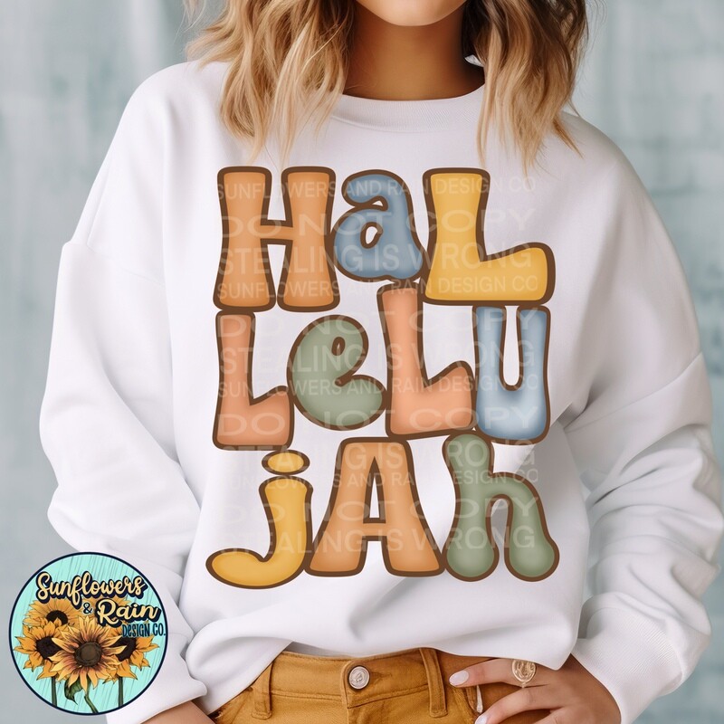 Hallelujah  Retro png.  Png file for sublimation tshirts.