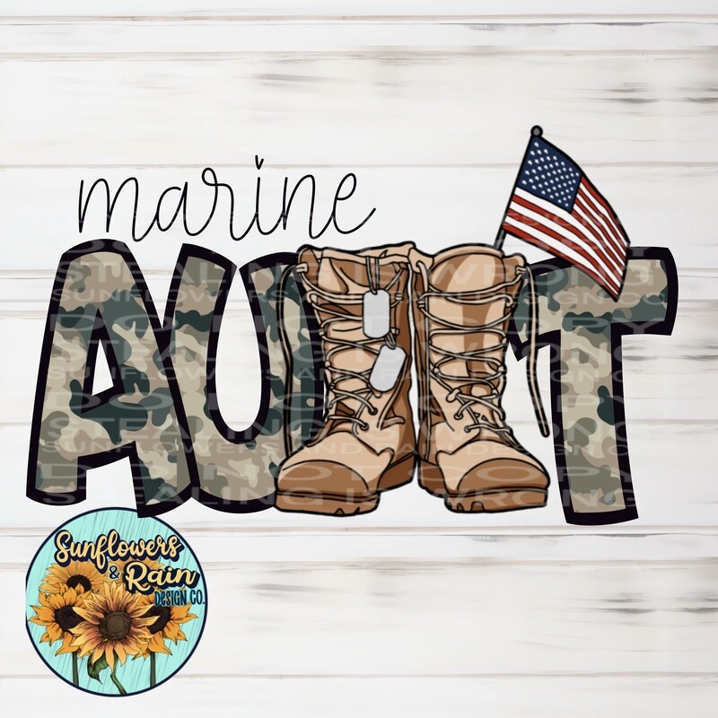 Marine  mom aunt png file for sublimation T-shirts. Digital download. Support our troops. Patriotic sublimation designs. American flag png