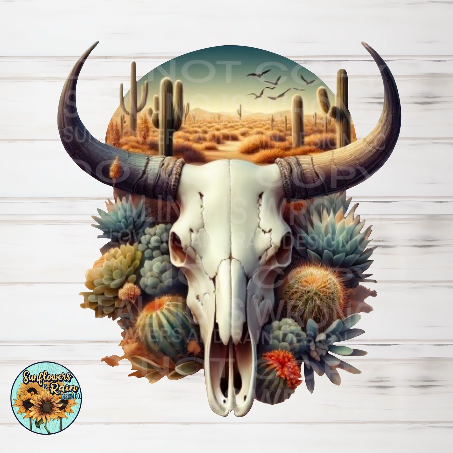 Bull skull   Dtf transfer.