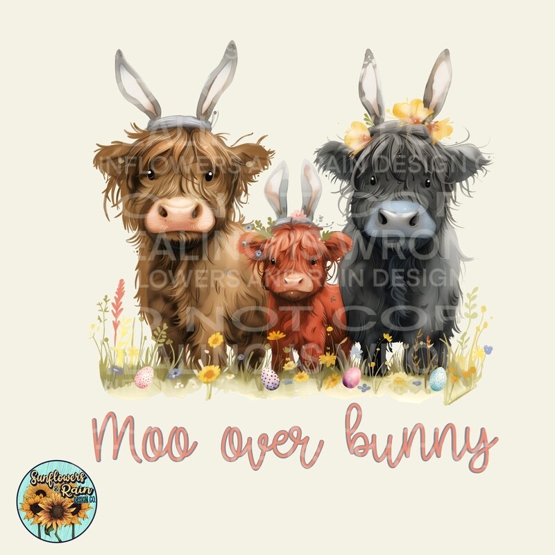 Highland cow Easter png files included  digital download, Sublimation design.