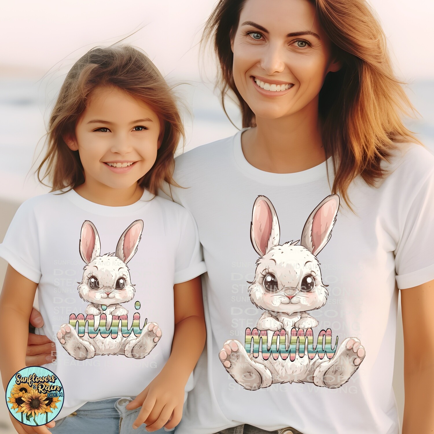 Mama bunny &amp; Mini bunny. Both files included Easter png file digital download, Sublimation design.