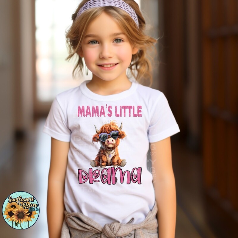 Mama’s little drama highland cow version file, digital download, Sublimation design.