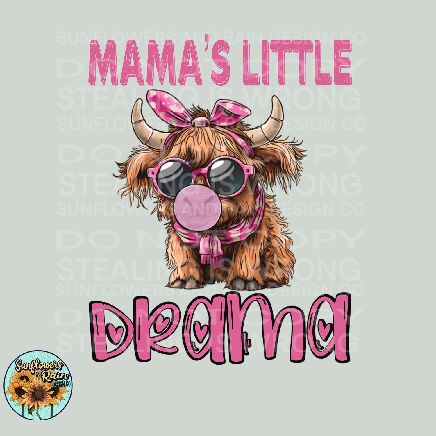 Mama’s little drama highland cow version file, digital download, Sublimation design.