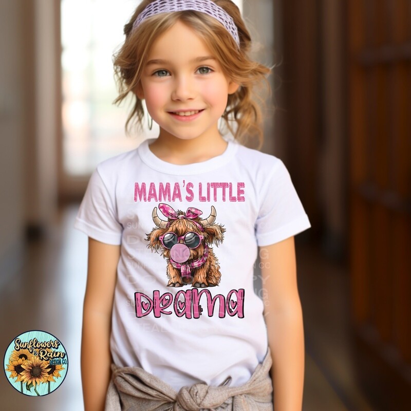 Mama’s little drama highland cow version file, digital download, Sublimation design.