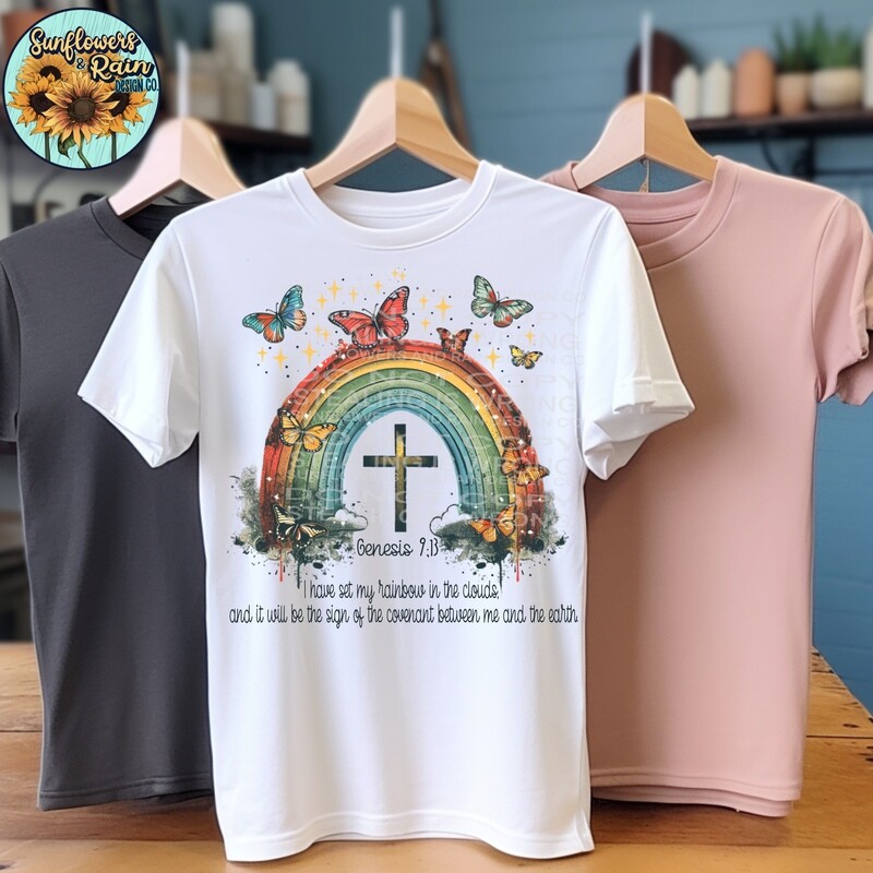 Rainbows are Gods promise. Genesis 9:13 png file, digital download, Sublimation design.